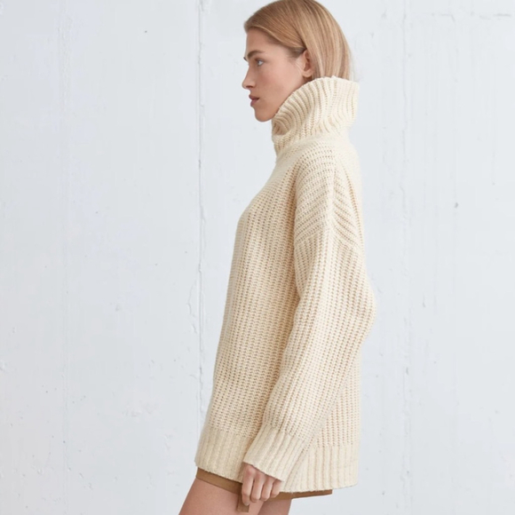 NWT Oak + Fort Chunky Turtleneck Sweater Oatmeal XXS/XS - Picture 4 of 16